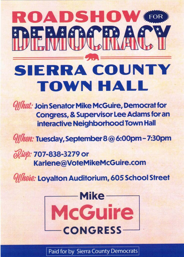 Sierra County Town Hall with Senator Mike McGuire and Supervisor Lee Adams
